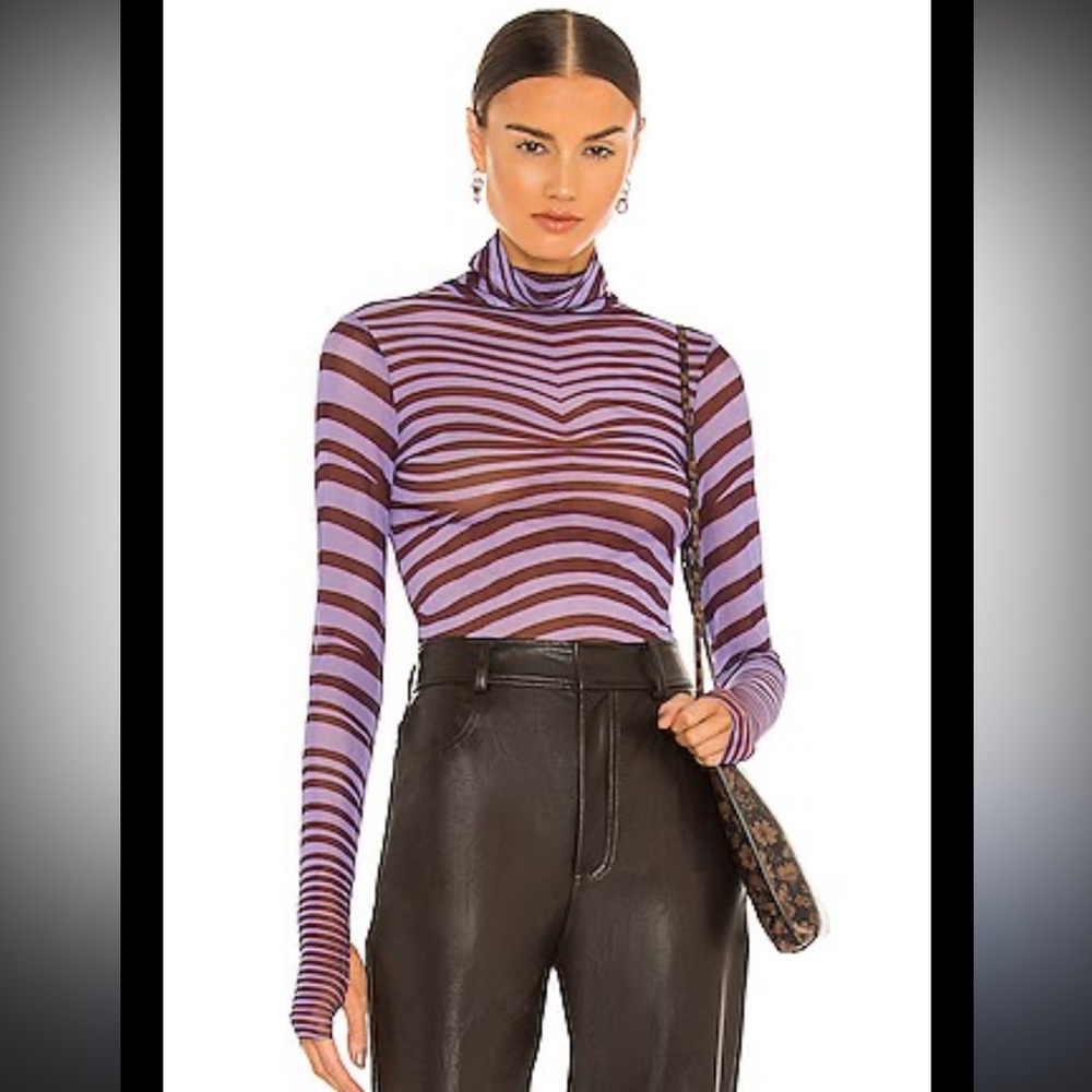 Purple wave sheer top